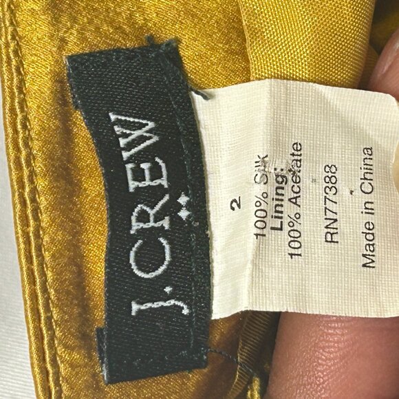 J. Crew Eliza Halter Peasant Top Button Down Front 100% Sllk Mustard Yellow W 2 - Picture 3 of 12
